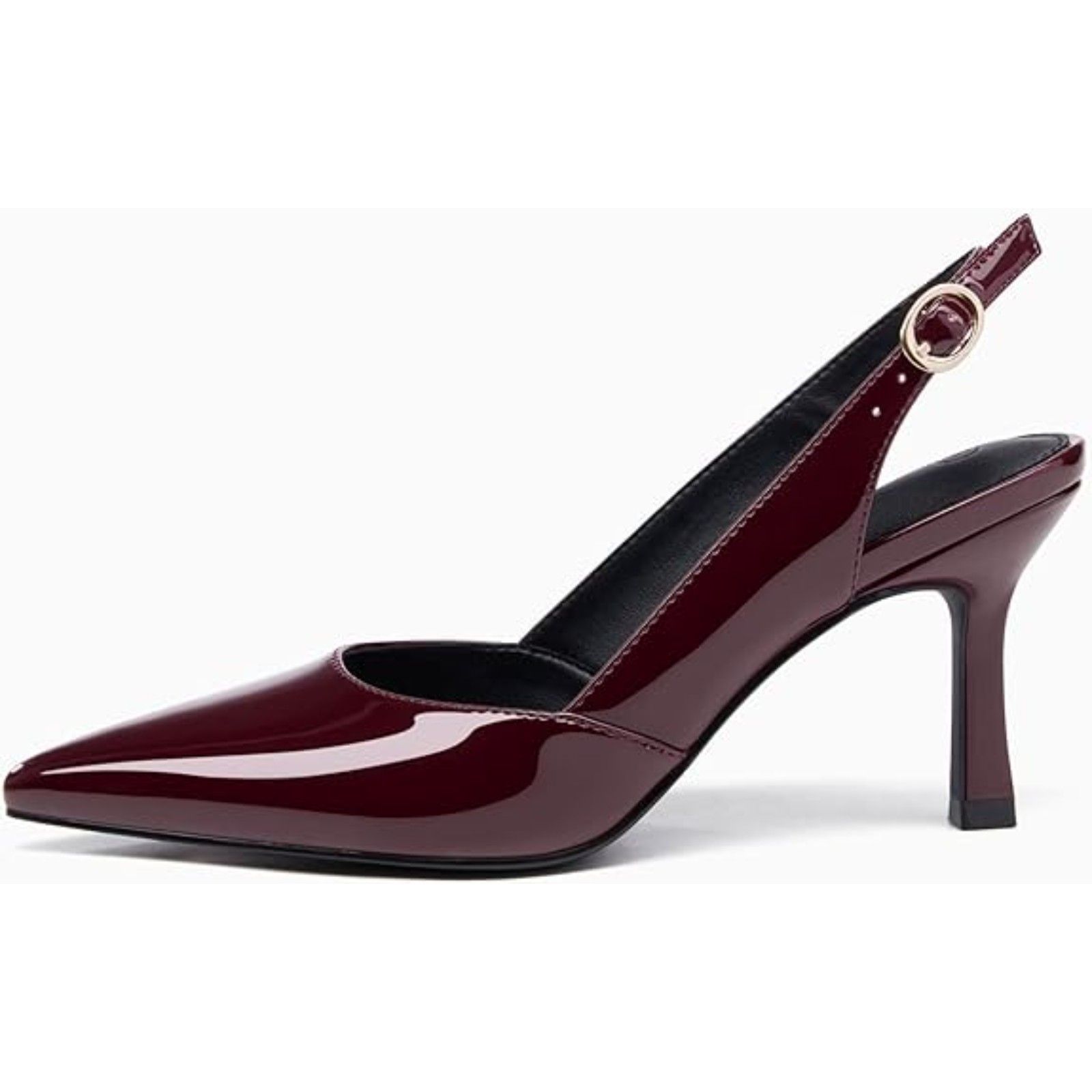 Women's Red Closed Toe Faux Leather Slingback Kitten Heel Wedding Pumps Shoes